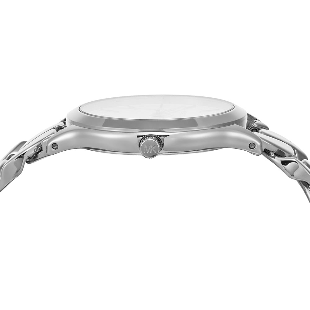  Shop Authentic Michael Kors Runway Three-Hand Silver Dial Silver Steel Strap Watch for Women - MK7474 - Luxxuri