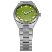  Shop Authentic Michael Kors Lennox Three-Hand Green Dial Silver Steel Strap Watch for Women - MK7463 - Luxxuri