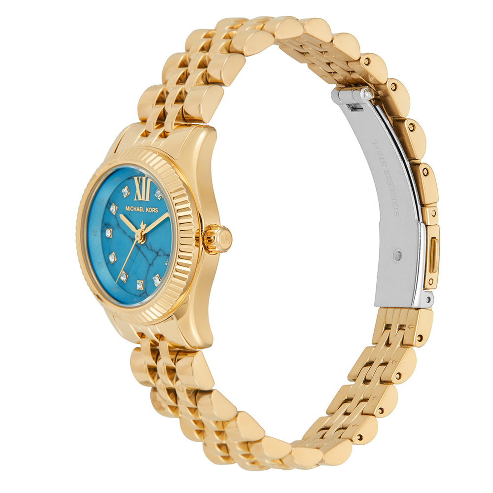  Shop Authentic Michael Kors Lexington Three Hand Blue Dial Gold Steel Strap Watch for Women - MK4813 - Luxxuri