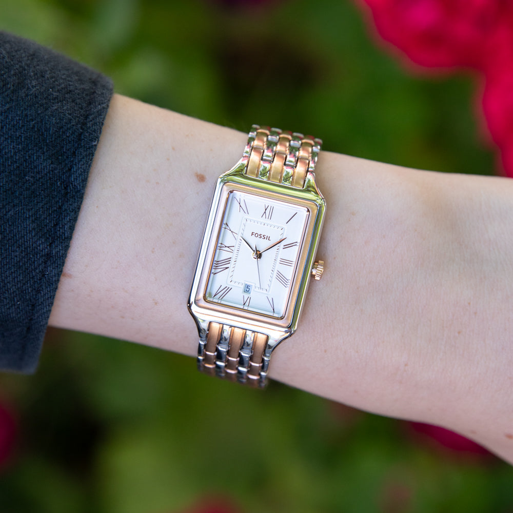  Shop Authentic Fossil Raquel Three Hand White Dial Two Tone Steel Strap Watch For Women - ES5222 - Luxxuri