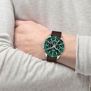  Shop Authentic Hugo Boss Troper Chronograph Green Dial Brown Leather Strap Watch For Men - 1514098 - Luxxuri
