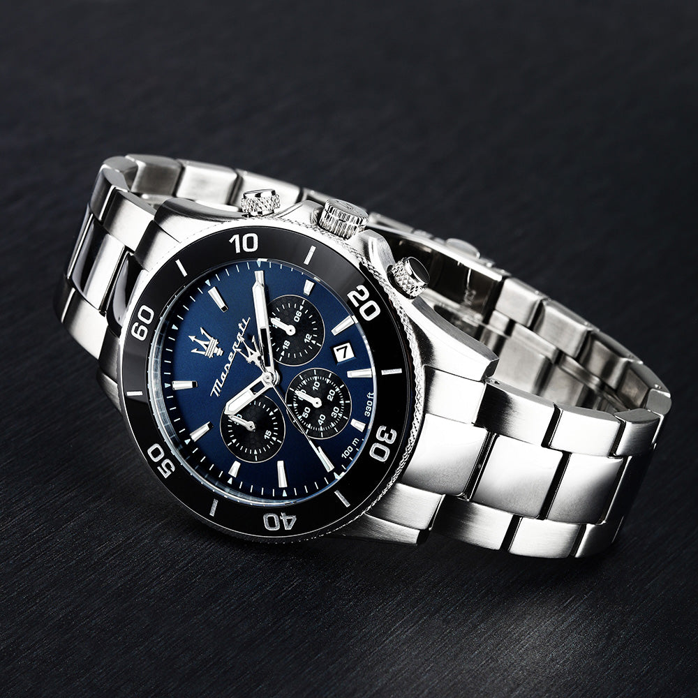  Shop Authentic Maserati Competizione Chronograph Blue Dial Silver Steel Strap Watch For Men - R8873600009 - Luxxuri