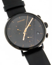  Shop Authentic Calvin Klein High Noon Black Dial Black Leather Strap Watch for Men - K8M274CB - Luxxuri