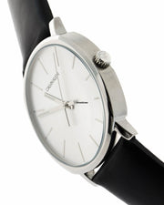  Shop Authentic Calvin Klein Posh Silver Dial Black Leather Strap Watch for Men - K8Q311C6 - Luxxuri