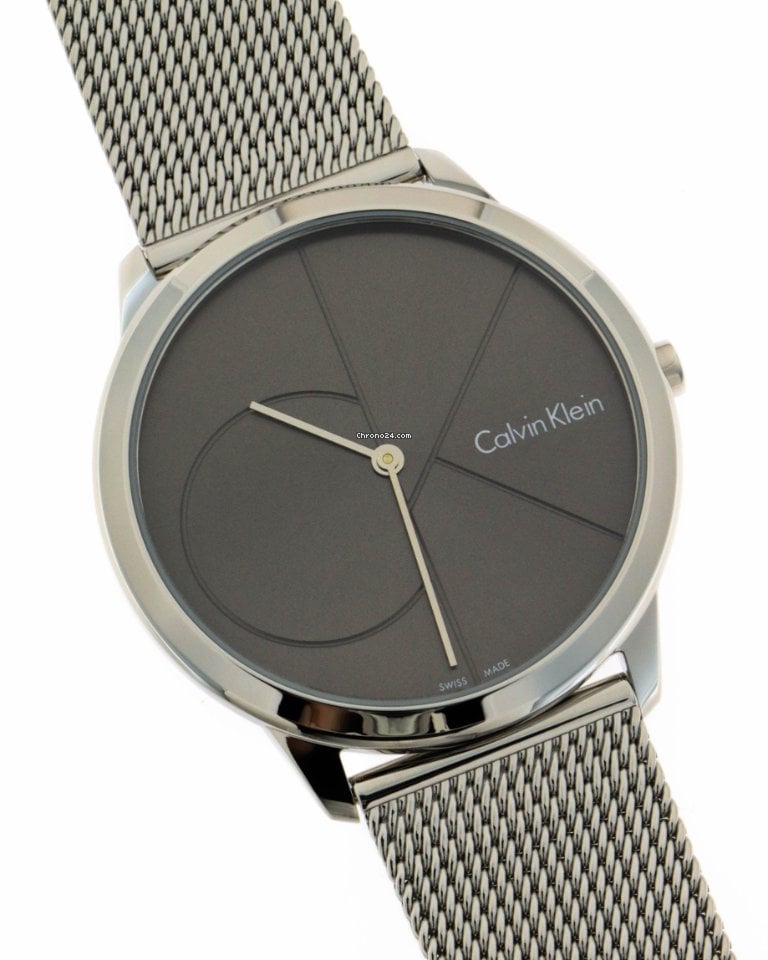  Shop Authentic Calvin Klein Minimal Grey Dial Silver Mesh Bracelet Watch for Women - K3M2212X - Luxxuri