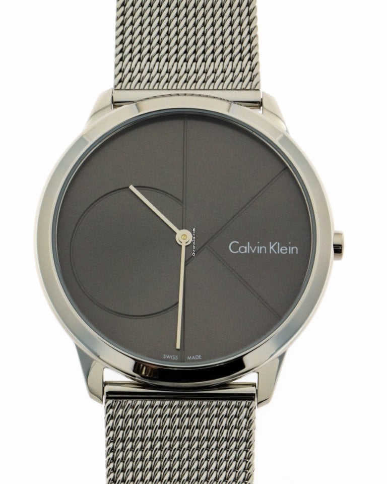  Shop Authentic Calvin Klein Minimal Black Dial Silver Mesh Bracelet Watch for Men - K3M21123 - Luxxuri