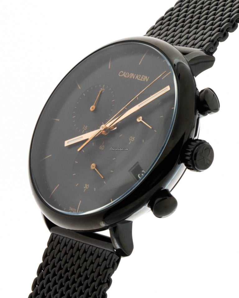  Shop Authentic Calvin Klein High Noon Black Dial Black Mesh Bracelet Watch for Women - K8M27421 - Luxxuri