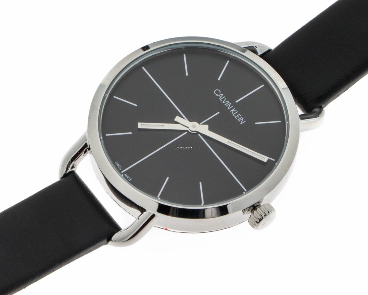  Shop Authentic Calvin Klein Even Black Dial Black Leather Strap Watch for Women  - K7B231CZ - Luxxuri