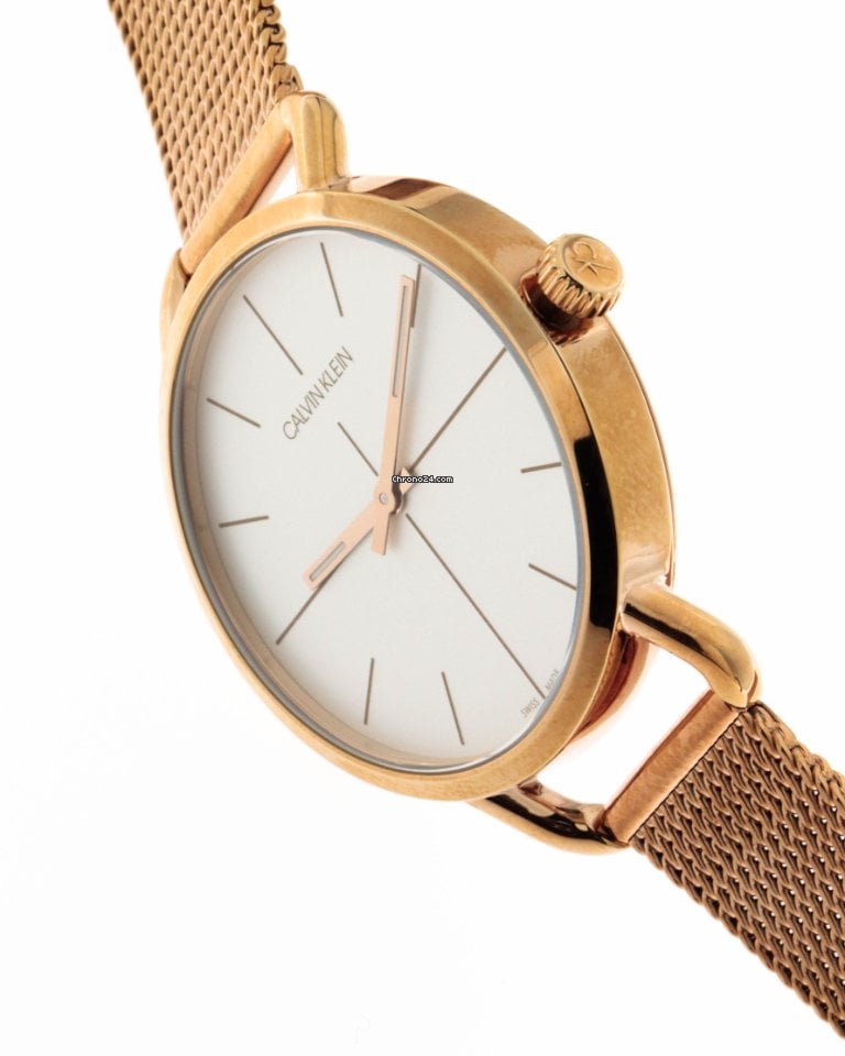  Shop Authentic Calvin Klein Even White Dial Rose Gold Mesh Bracelet Watch for Women - K7B23626 - Luxxuri
