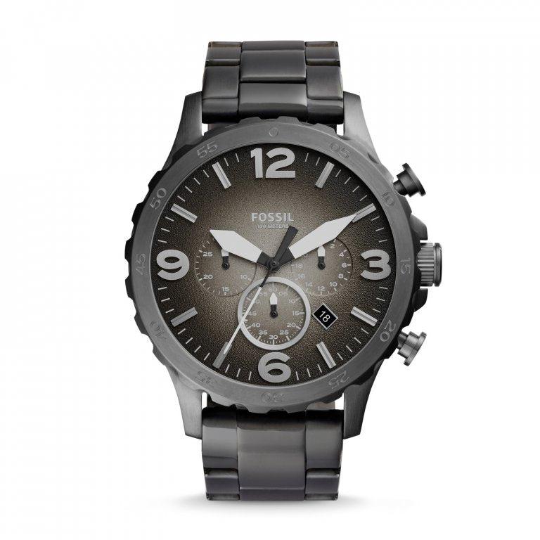 Shop Authentic Fossil Nate Chronograph Gunmetal Dial Grey Steel Strap Watch for Men - JR1437 - Luxxuri