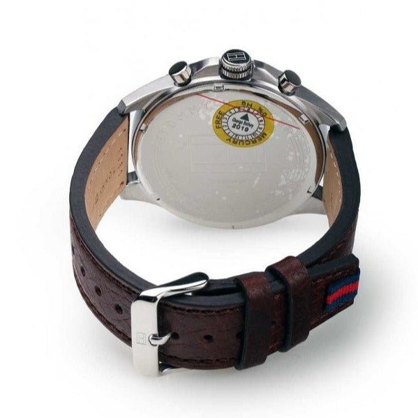  Shop Authentic Tommy Hilfiger Dean Multifunctional Blue Dial Brown Leather Strap Watch for Men - 1791275 - Luxxuri