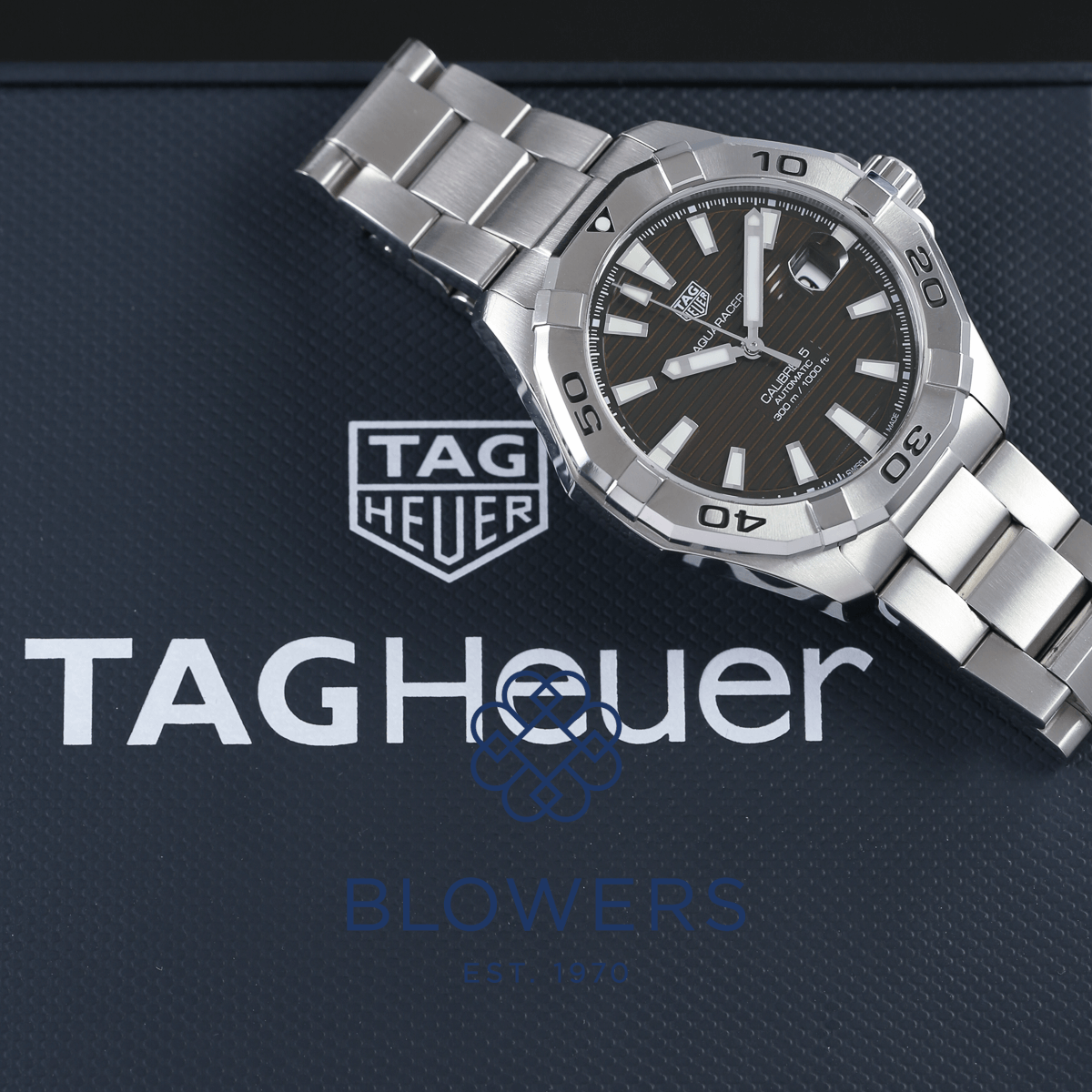  Shop Authentic Tag Heuer Aquaracer Automatic Caliber 5 Black Dial Silver Steel Strap Watch for Men - WBD2110.BA0928 - Luxxuri