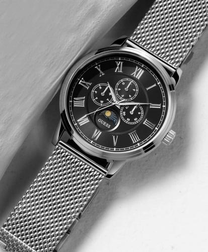  Shop Authentic Guess Delancey Black Dial Silver Mesh Bracelet Watch for Men - W0871G1 - Luxxuri