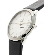  Shop Authentic Calvin Klein Minimal Silver Dial Black Leather Strap Watch for Women - K3M221C6 - Luxxuri