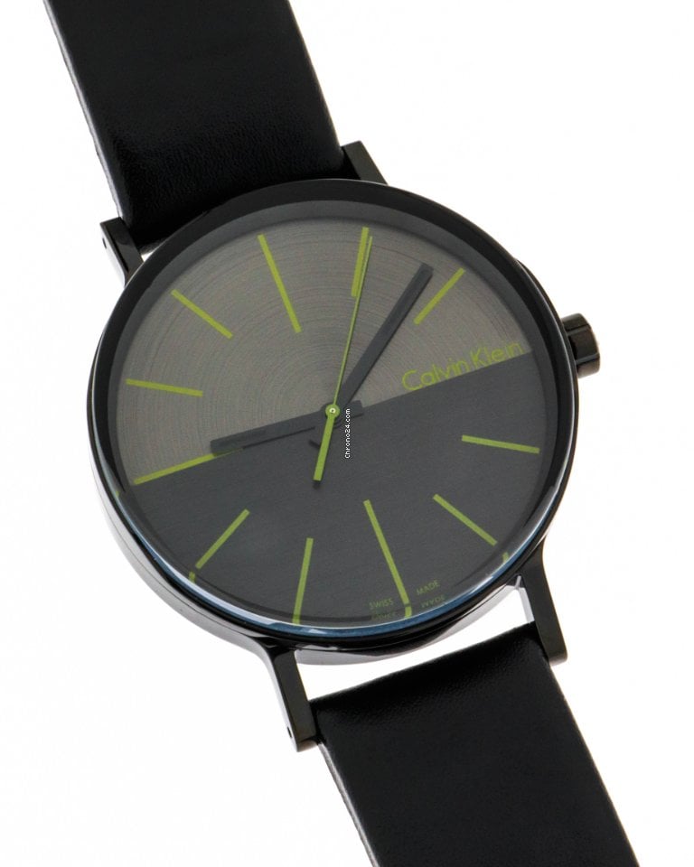  Shop Authentic Calvin Klein Boost Black Dial Black Leather Strap Watch for Men - K7Y214CL - Luxxuri
