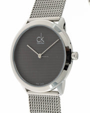  Shop Authentic Calvin Klein Minimalist Black Dial Silver Mesh Bracelet Watch for Men - K3M2112X - Luxxuri
