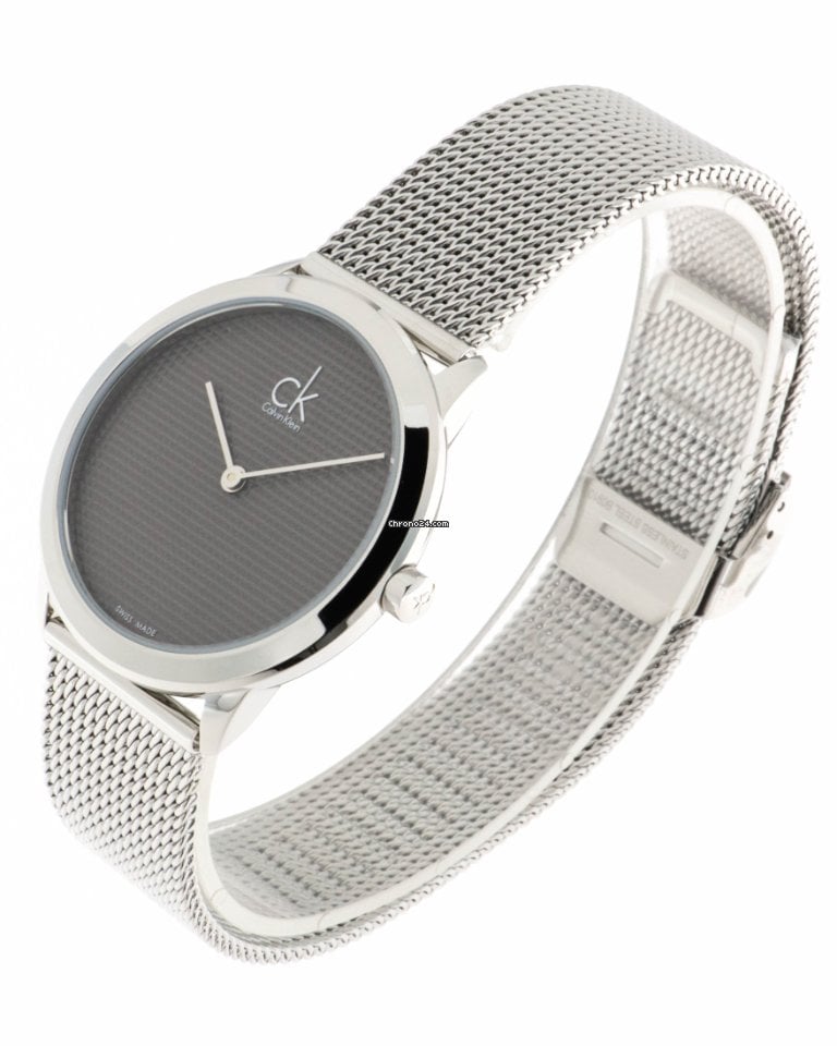  Shop Authentic Calvin Klein Minimalist Black Dial Silver Mesh Bracelet Watch for Men - K3M2112X - Luxxuri