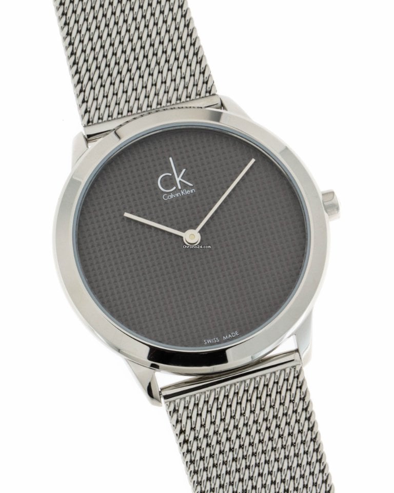  Shop Authentic Calvin Klein Minimalist Black Dial Silver Mesh Bracelet Watch for Men - K3M2112X - Luxxuri