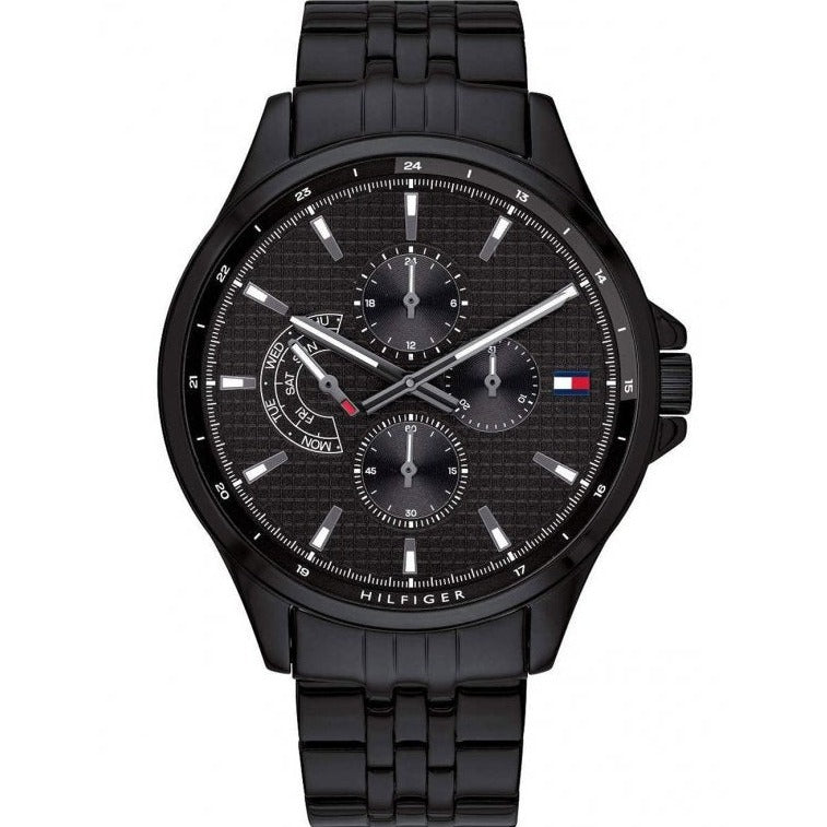  Shop Authentic Tommy Hilfiger Shawn Quartz Black Dial Black Steel Strap Watch for Men - 1791611 - Luxxuri