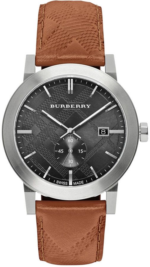  Shop Authentic Burberry The City Black Dial Brown Leather Strap Watch for Men - BU9905 - Luxxuri
