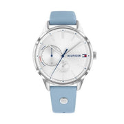  Shop Authentic Tommy Hilfiger Brooke Silver Dial Blue Leather Strap Watch for Women - 1782023 - Luxxuri