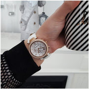  Shop Authentic Michael Kors Parker White Diamonds Dial White Leather Strap Watch for Women - MK2281 - Luxxuri
