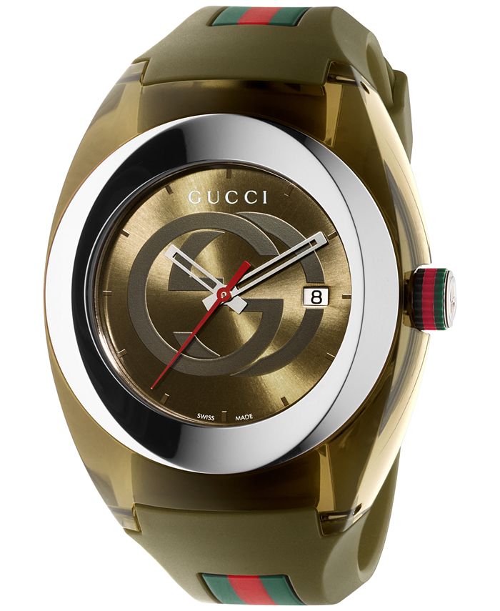  Shop Authentic Gucci Sync XXL Quartz Brown Dial Brown Leather Strap Watch For Men - YA137106 - Luxxuri