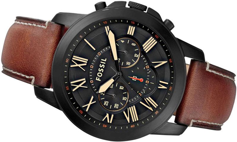  Shop Authentic Fossil Grant Chronograph Black Dial Brown Leather Strap Watch for Men - FS5241 - Luxxuri