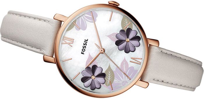  Shop Authentic Fossil Jacqueline Mother of Pearl Dial Grey Leather Strap Watch for Women - ES4672 - Luxxuri
