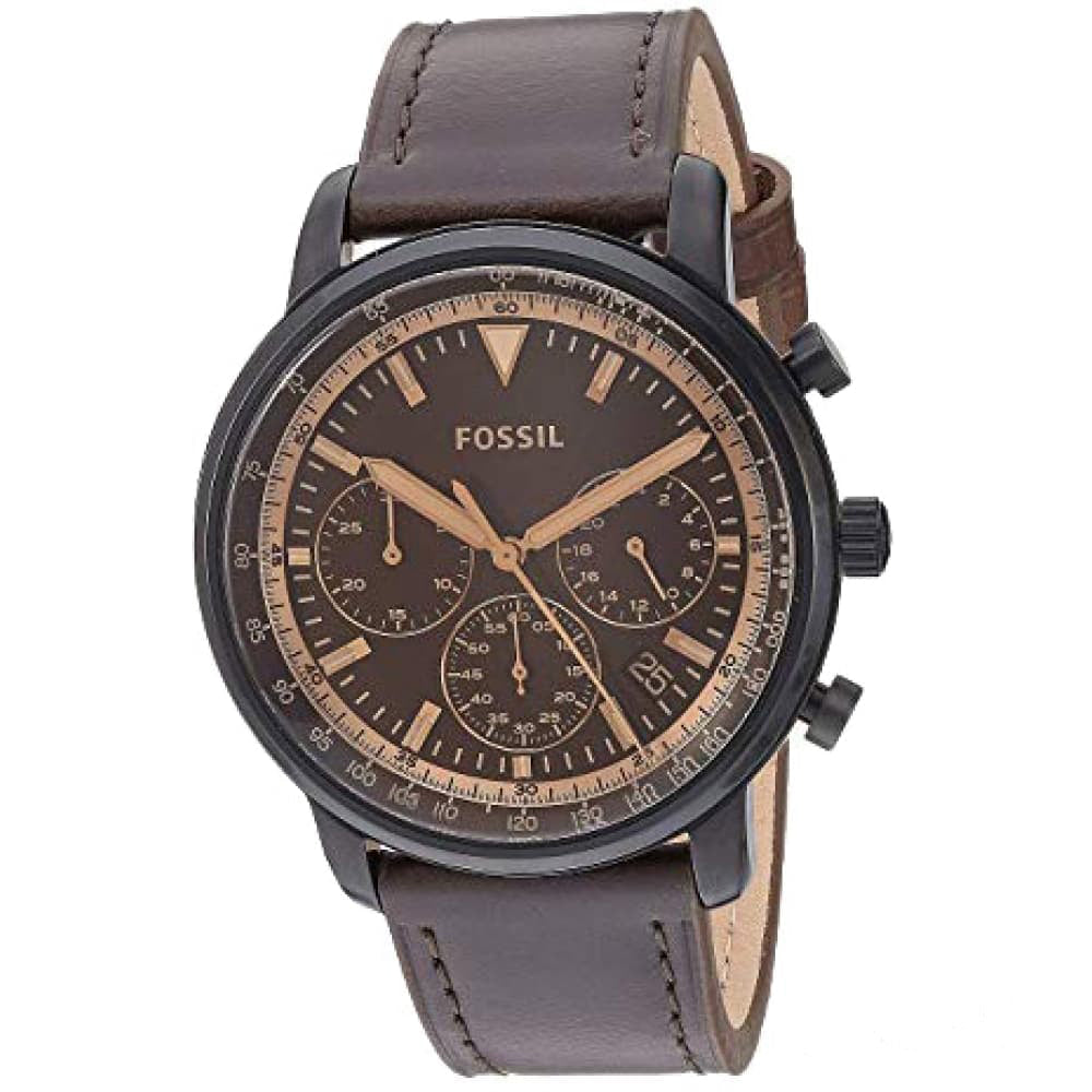  Shop Authentic Fossil Goodwin Chronograph Brown Dial Brown Leather Strap Watch for Men - FS5529 - Luxxuri
