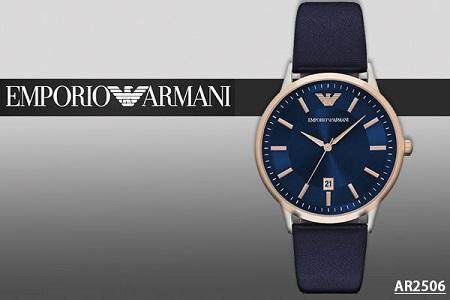  Shop Authentic Emporio Armani Renato Analog Blue Dial Black Leather Strap Watch For Men - AR2506 - Luxxuri