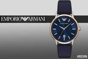  Shop Authentic Emporio Armani Renato Analog Blue Dial Black Leather Strap Watch For Men - AR2506 - Luxxuri