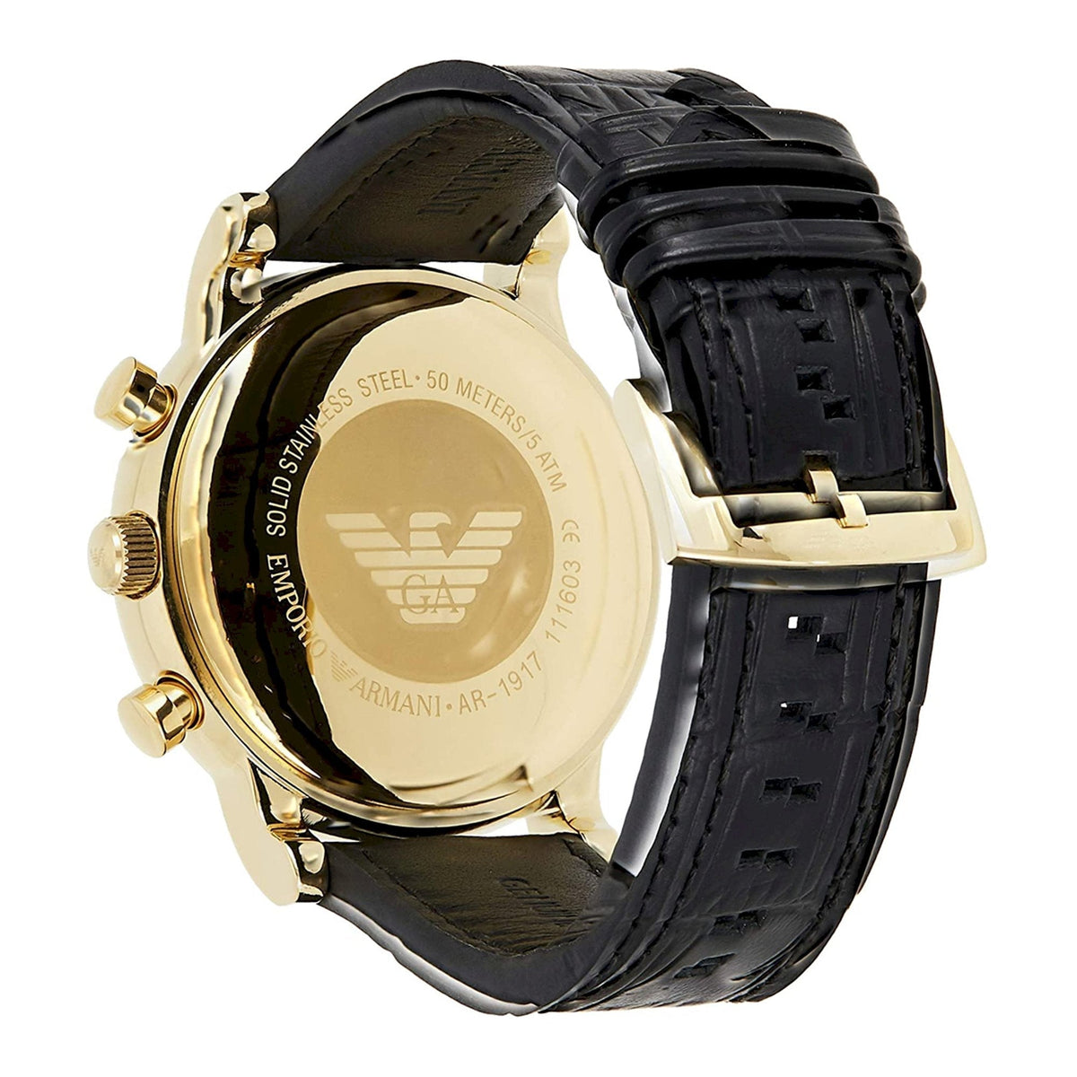  Shop Authentic Emporio Armani Luigi Chronograph Black Dial Black Leather Watch For Men - AR1917 - Luxxuri