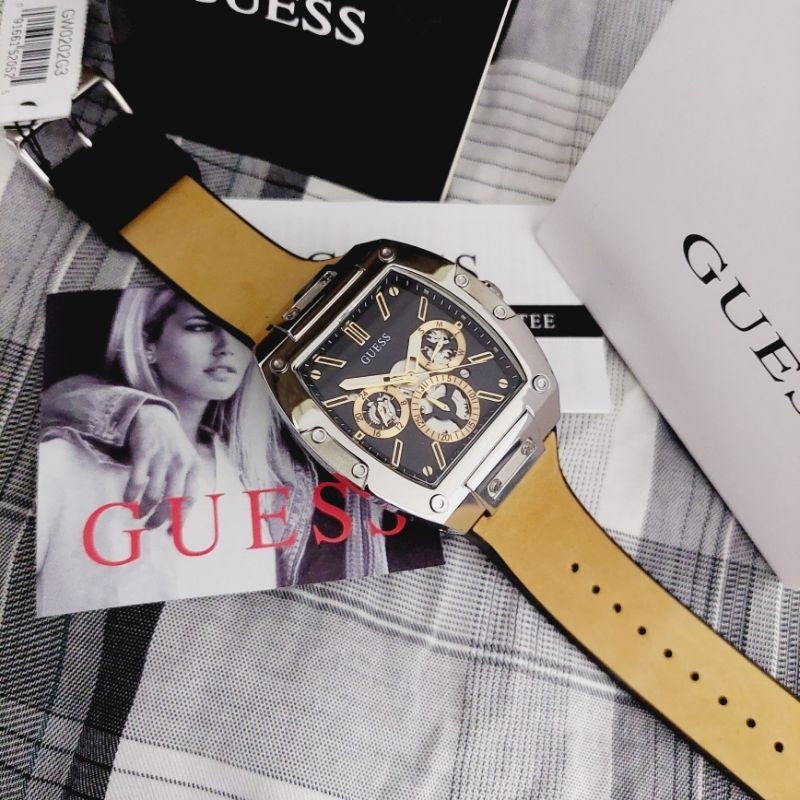  Shop Authentic Guess Phoenix Multifunction Black Dial Brown Leather Strap Watch for Men - GW0202G3 - Luxxuri