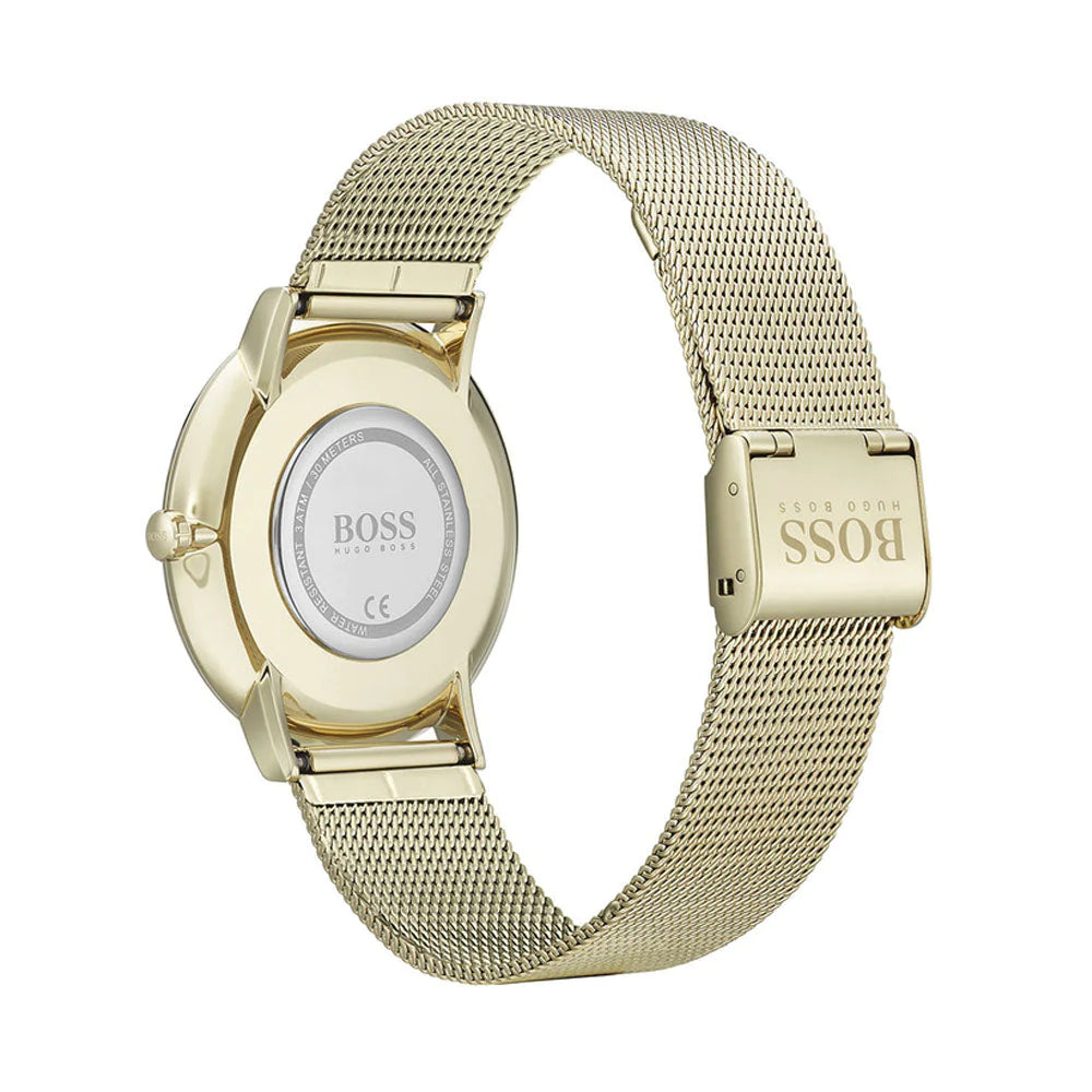  Shop Authentic Hugo Boss Horizon Quartz Black Dial Gold Mesh Bracelet Watch For Men - HB1513735 - Luxxuri