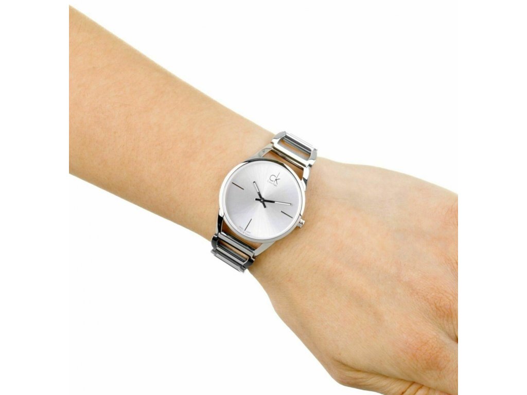  Shop Authentic Calvin Klein Stately White Dial Silver Steel Strap Watch for Women - K3G23126 - Luxxuri