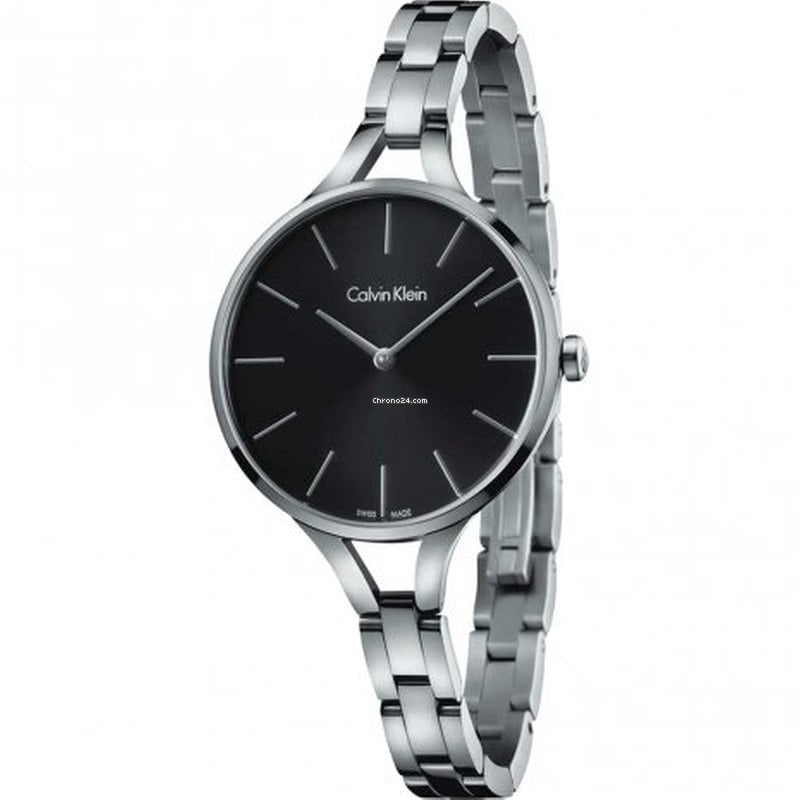  Shop Authentic Calvin Klein Graphic Black Dial Silver Steel Strap Watch for Women - K7E23141 - Luxxuri