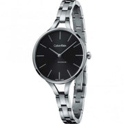  Shop Authentic Calvin Klein Graphic Black Dial Silver Steel Strap Watch for Women - K7E23141 - Luxxuri