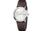  Shop Authentic Calvin Klein Minimal Silver Dial Brown Leather Strap Watch for Men - K3M221G6 - Luxxuri
