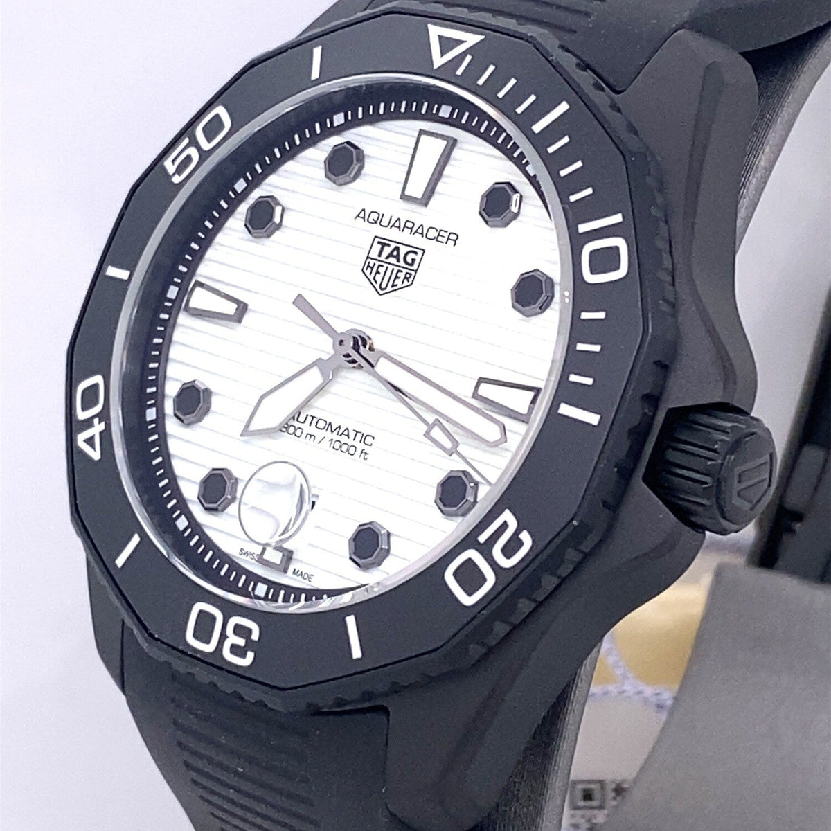  Shop Authentic Tag Heuer Aquaracer Professional 300 Automatic White Dial Black Rubber Strap Watch for Men - WBP201D.FT6197 - Luxxuri
