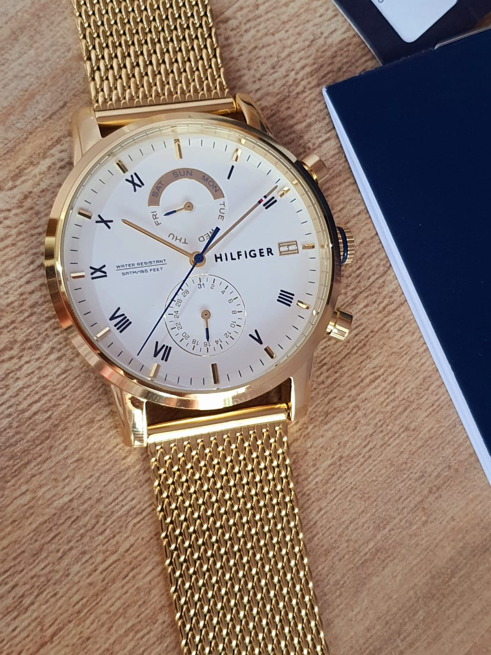  Shop Authentic Tommy Hilfiger Kane White Dial Gold Mesh Bracelet Watch for Men - 1710403 - Luxxuri