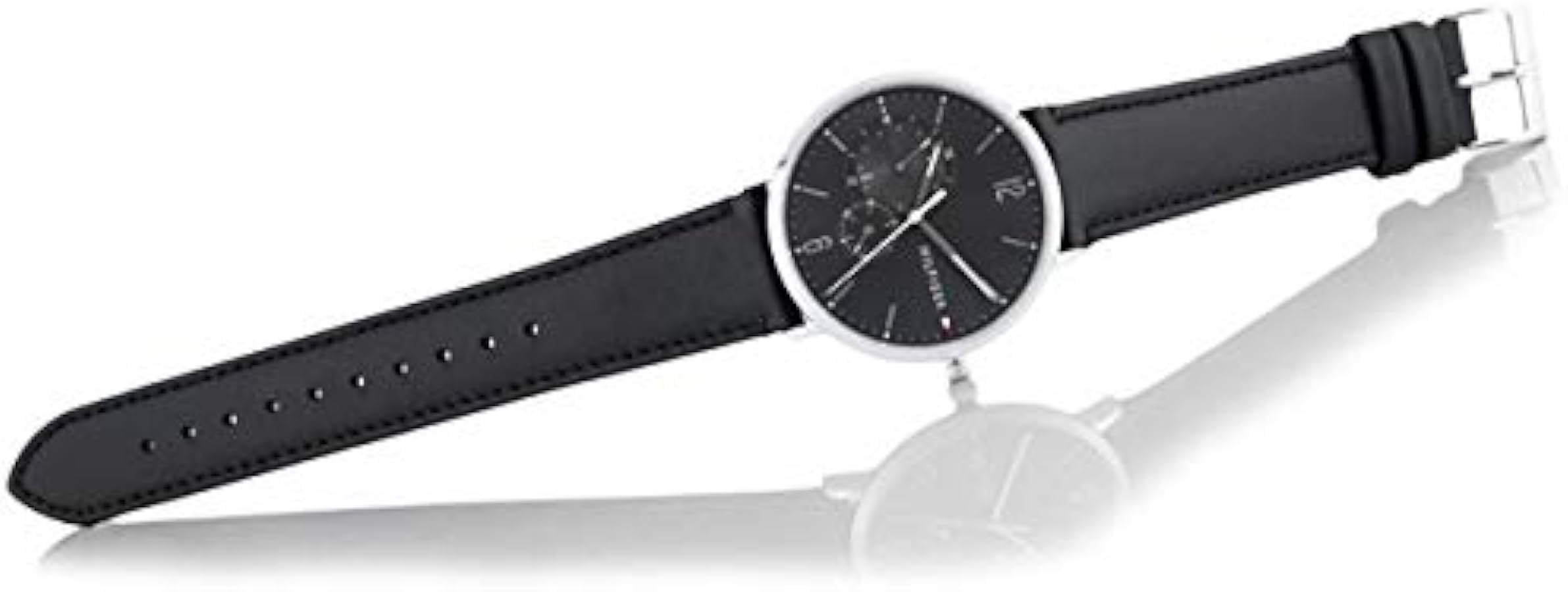  Shop Authentic Tommy Hilfiger Brooklyn Black Dial Black Leather Strap Watch for Men - 1791509 - Luxxuri