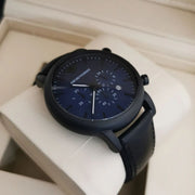  Shop Authentic Emporio Armani Luigi Analog Blue Dial Black Leather Strap Watch For Men - AR11351 - Luxxuri