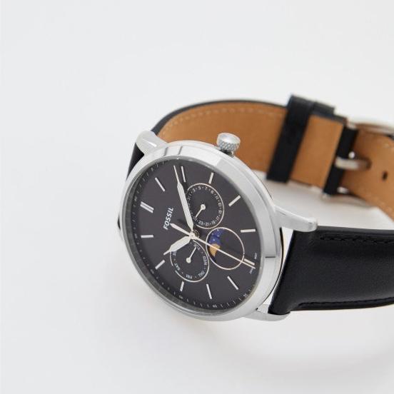  Shop Authentic Fossil Neutra Minimalist Moonphase Black Dial Black Leather Strap Watch for Men - FS5904 - Luxxuri