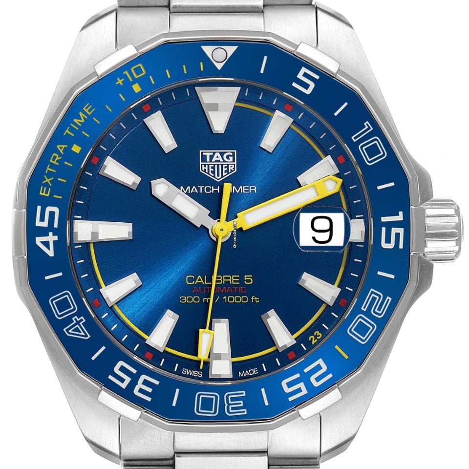  Shop Authentic Tag Heuer Aquaracer Caliber 5 Match Timer Shinji Kagawa Edition Blue Dial Silver Steel Strap Watch for Men - WAY201H.BA0927 - Luxxuri