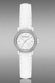  Shop Authentic Burberry The City White Diamonds Dial White Leather Strap Watch for Women - BU9221 - Luxxuri