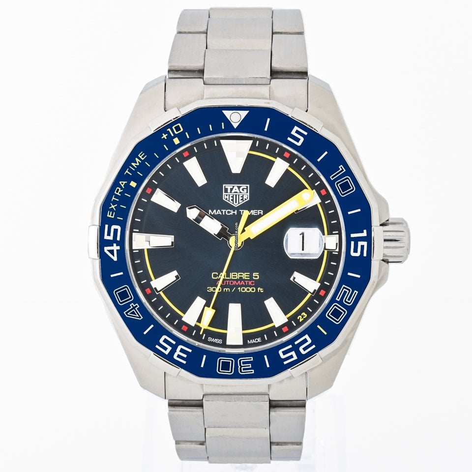  Shop Authentic Tag Heuer Aquaracer Caliber 5 Match Timer Shinji Kagawa Edition Blue Dial Silver Steel Strap Watch for Men - WAY201H.BA0927 - Luxxuri