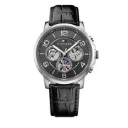  Shop Authentic Tommy Hilfiger Keagan Quartz Grey Dial Black Leather Strap Watch for Men - 1791289 - Luxxuri