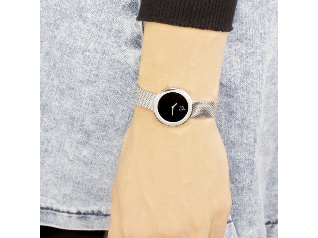  Shop Authentic Calvin Klein Firm Black Dial Silver Mesh Bracelet Watch for Women - K3N23121 - Luxxuri