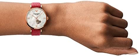  Shop Authentic Emporio Armani Gianni T-Bar Mother of Pearl White Dial Red Leather Strap Watch For Women - AR60048 - Luxxuri